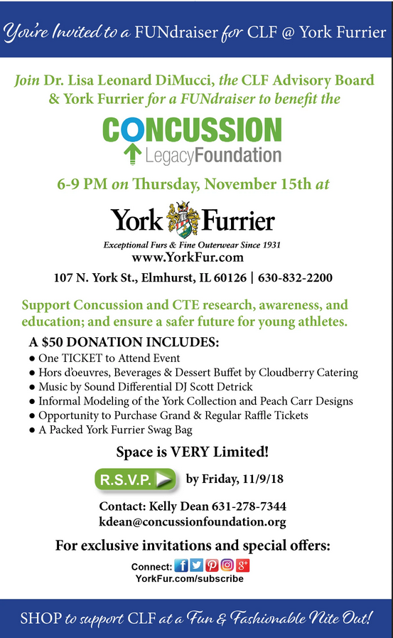 Thursday, November 15th: Concussion Legacy Foundation Fundraiser