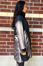 York Furrier Sheared Mink 12 / Black Black Sheared Mink Reversible to Taffeta Short Coat With Ranch Mink Collar and Cuffs