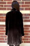 York Furrier Sheared Mink 12 / Black Black Sheared Mink Reversible to Taffeta Short Coat With Ranch Mink Collar and Cuffs