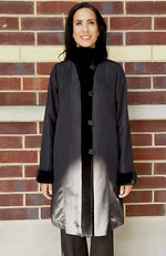 York Furrier Sheared Mink 12 / Black Black Sheared Mink Reversible to Taffeta Short Coat With Ranch Mink Collar and Cuffs