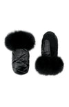 York Furrier Mittens M Copy of Black Nylon Mittens With Black Fox Trim