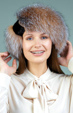 York Furrier Headband Crystal Fox Headband With Mink Accent