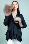 York Furrier Gloves Crystal Fox & Wool Mittens With Fingerless Option