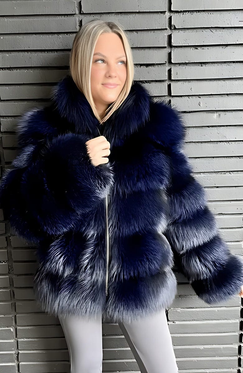 Blue Fox Fur Jacket