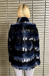 York Furrier Mink Special Order / Blue Navy Sculptured Sheared Mink Reversible To Taffeta Jacket