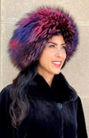 York Furrier Hat Purple Rose Dyed Silver Fox Beret