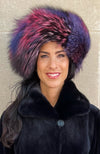 York Furrier Hat Purple Rose Dyed Silver Fox Beret