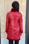 York Furrier Astrakhan Lamb 14 / Scarlet Coral Scarlet Coral Shearling Reversible Short Coat