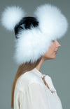 York Furrier Hat White Fox Padded Hat with Ear Covers