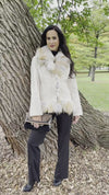 Pearl Sculptured Sheared Mink Jacket With Golden Cross Fox Trim