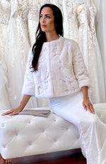 York Furrier Bolero M / White Natural White Mink Embroidered Jacket Designed By Monique Lhuillier