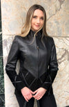 York Furrier Leather M / Black Black Lamb Leather & Suede Zipper Jacket