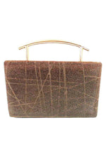 York Furrier Handbag Bronze Nizza Glitter Box Clutch