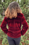 York Furrier Sheared Beaver 8 / Burgundy Burgundy Sheared Mink Horizontal Jacket with Matching Dyed Silver Fox Tuxedo