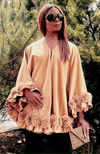 York Furrier Cape One size fits most / Camel Camel Cashmere Cape With Rex Rabbit Rosettes