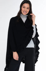 York Furrier Topper Cashmere Ruffle Edge Topper