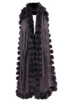 York Furrier Wrap Charcoal / One size fits most Charcoal Cashmere Blend Wrap With Charcoal Fox Trim