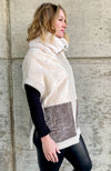 York Furrier Astrakhan Lamb 10 / Cream-Tortora Cream Tortora Astrakhan Lamb Shearling Reversible Poncho with Rex Rabbit Collar & Cashmere Knit Trim