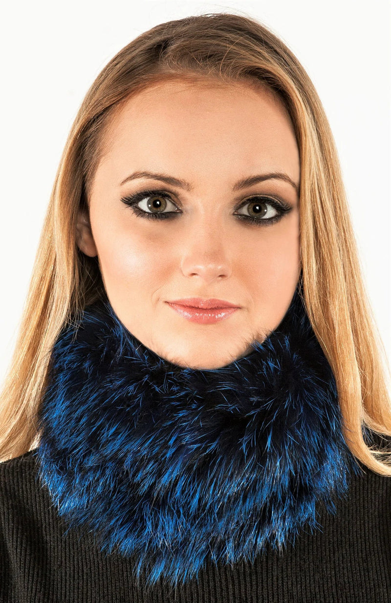 York Furrier Headband Blue Fox Knitted Neck Warmer/Headband