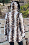 York Furrier Sheared Mink 14 / Glacier Glacier Dyed Sheared Mink Sculptured Sections Jacket with Black Dyed Fox Hood Trim