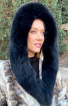 York Furrier Sheared Mink 14 / Glacier Glacier Dyed Sheared Mink Sculptured Sections Jacket with Black Dyed Fox Hood Trim