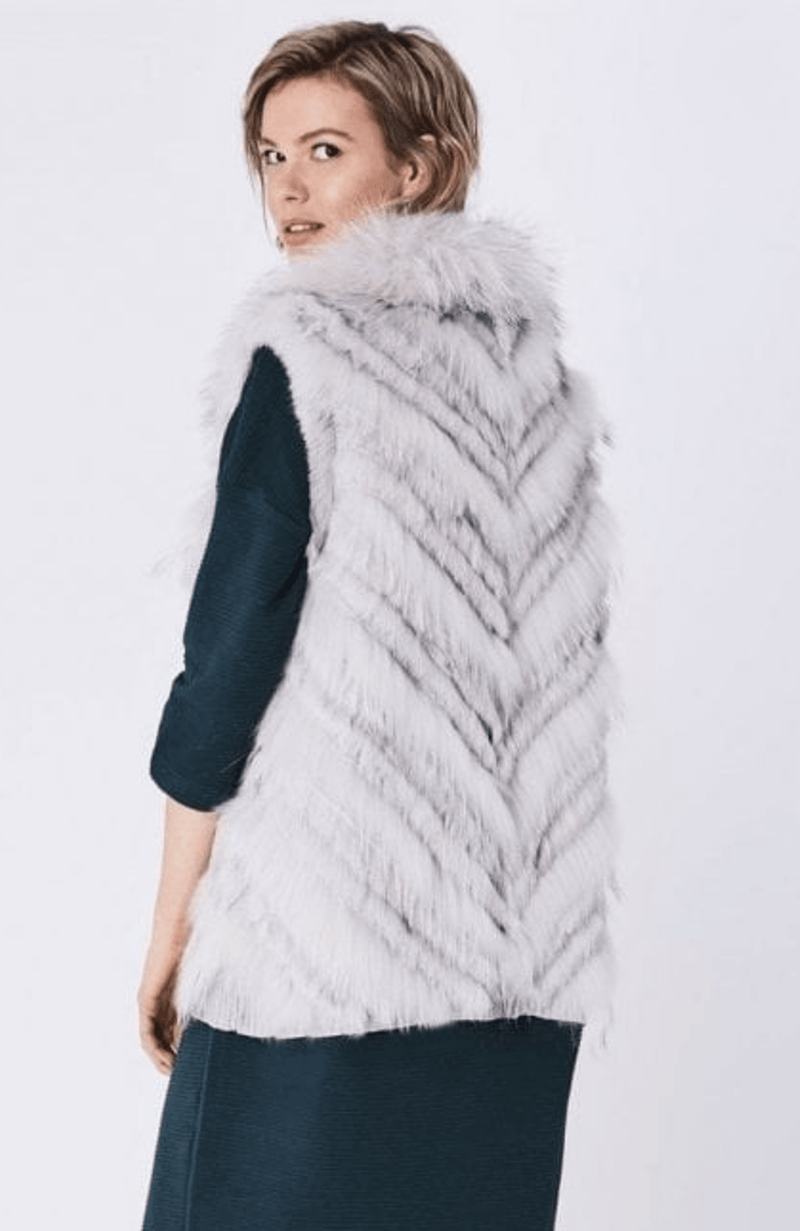 York Furrier Vest Ice Grey / One size fits most Ice Grey Dyed Fox and Rabbit  with Knit Gilet