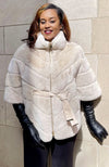 York Furrier Vest Ivory / 10 Italian Design Ivory Dyed Rex Rabbit Zipper Cape