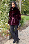 York Furrier Vest Merlot / 14 Italian Design Merlot Dyed Rex Rabbit Zipper Cape