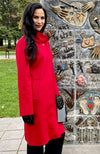 York Furrier Fabric 8 / Red Italian Designed Loro Piana Red Cashmere Walking Coat