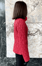 York Furrier Leather Italian Designed Red Lamb Leather Embroidered/Quilted Jacket with Red Dyed Rex Rabbit Collar