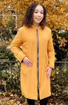York Furrier Fabric Italian Designed Royal Azure Wool Alpaca Long Vest With Navy Mango Quilted Under Jacket