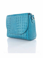 York Furrier Handbag Italian Made Leather Croc Embossed Crossbody Bag