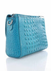 York Furrier Handbag Italian Made Leather Croc Embossed Crossbody Bag