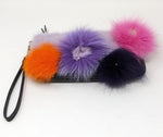 York Furrier Handbag Lilac Dyed Mink Handbag With Multi-Color Fox Flowers