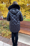 York Furrier Fabric Luxe Nero Down Detachable Hood Jacket With Midnight Dyed Finn Raccoon Hood Trim