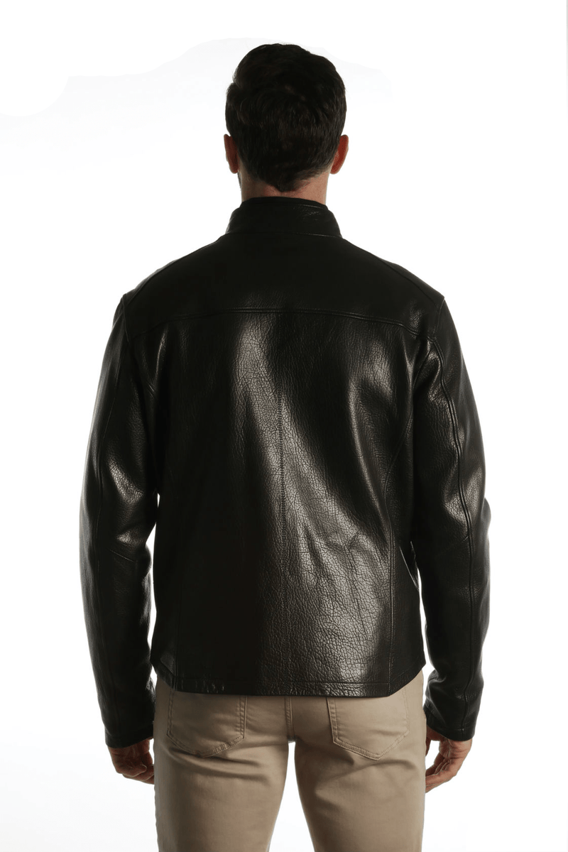 York Furrier Leather Men's Black Lamb Leather Zipper Jacket