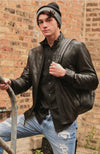 York Furrier Leather 40 / Black Men's Black Textured Lamb Leather Jacket