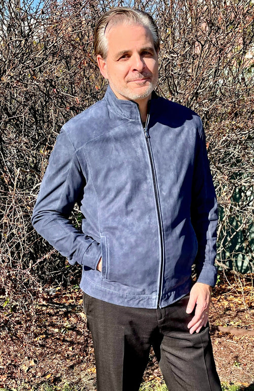 York Furrier Fabric 40 / Lake/Rustic Men's Lake/Rustic Classic Style Leather Jacket