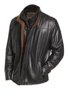 York Furrier Fabric Men's Noir/Rustic Leather Jacket With Shearling Fur Collar