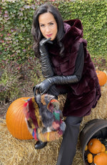 York Furrier Vest Merlot / Special Order Merlot Rex Rabbit Directional Vest