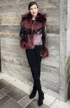 York Furrier Leather 12 / Plum Metallic Plum Lamb Leather Embossed Jacket with Plum Silver Fox Trim