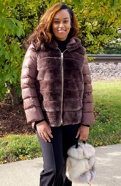 Haute Acorn Mocha Brown Mink Fur Jacket