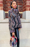 York Furrier Mink Natural Blue Iris Mink & Black Leather Geo Jacket