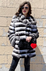 York Furrier Persian Lamb 4 / Natural Natural Chinchilla Hooded Jacket