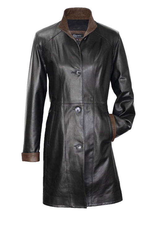 York Furrier Leather 12 / Noir/Rustic Noir/Rustic Lamb Leather Walking Coat