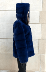 York Furrier Mink M / Ocean Blue Ocean Blue Dyed Mink Det. Hood Jacket