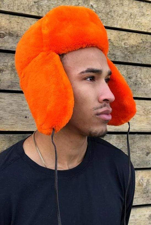 York Furrier Hat Orange Sheared Beaver Trooper Hat
