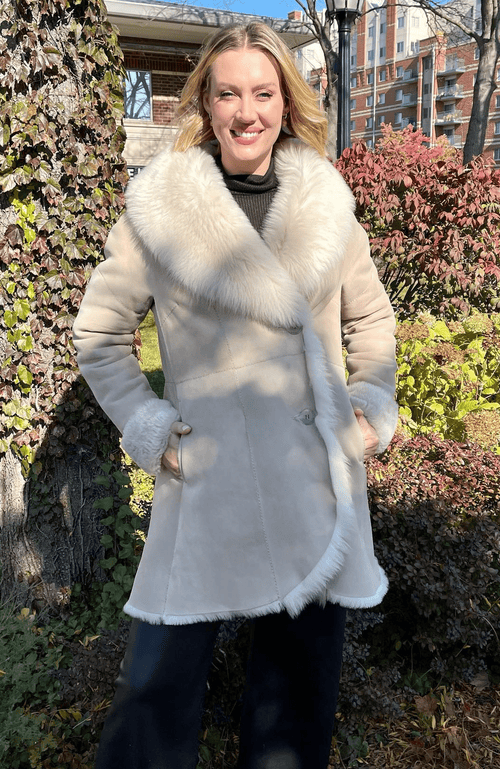 York Furrier Shearling 10 / Neutro Stone Washed Parchment Toscana Shearling Jacket