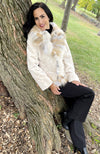 York Furrier Sheared Mink Pearl Sculptured Sheared Mink Jacket With Golden Cross Fox Trim