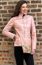 York Furrier Leather Pink / XS Pink Pearlized Lamb Leather Zipper Jacket